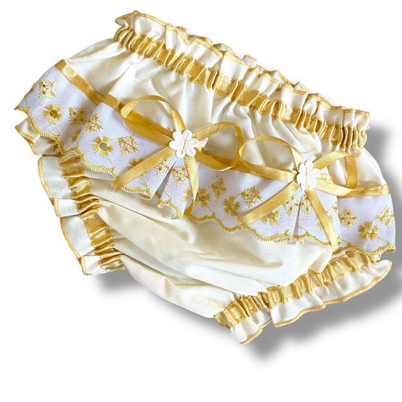 Ruffle Baby Bloomers Diaper Covers Sz 0-3 & 3-6 Months Pink Gold  VNTG Inspired - Picture 8 of 12